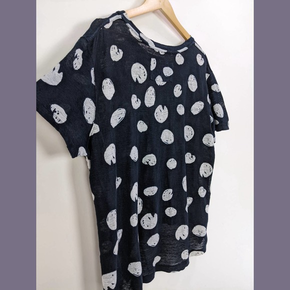 ZARA Size L Womens Crew Neck Short Sleeve High Low Top In Deep Blue - Picture 5 of 6